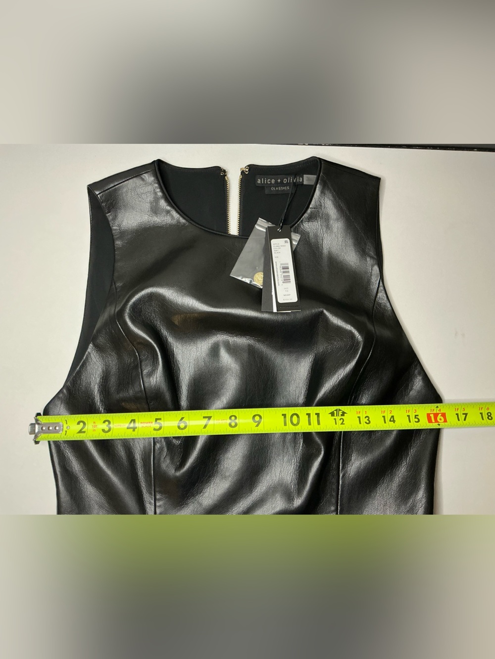 ALICE + OLIVIA  Marcella Faux-Leather Minidress Size 10 (runs small) NWT - Picture 6 of 15